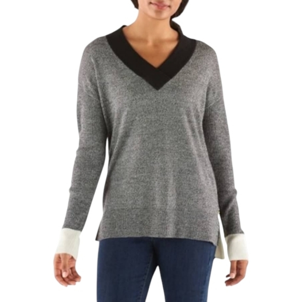 Smartwool Akamina Merino Wool Sweater Women Medium Gray Black